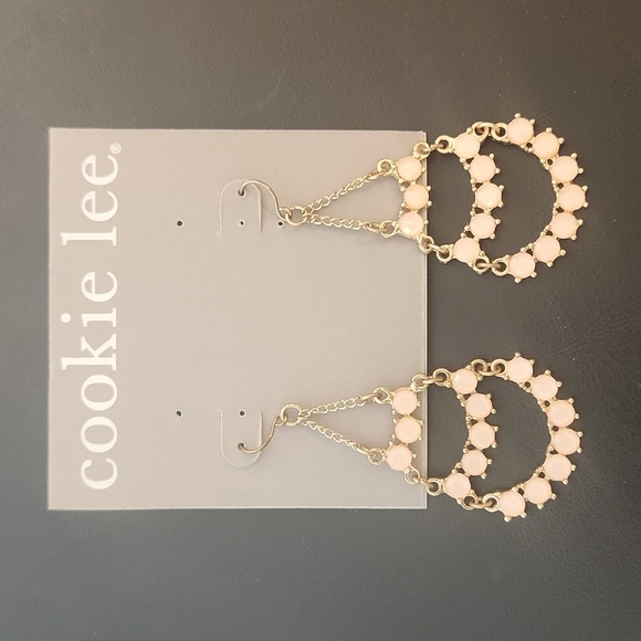 Cookie Lee Jewelry - Cookie Lee Pink Crystals Goldtone Chandelier Drop Earrings